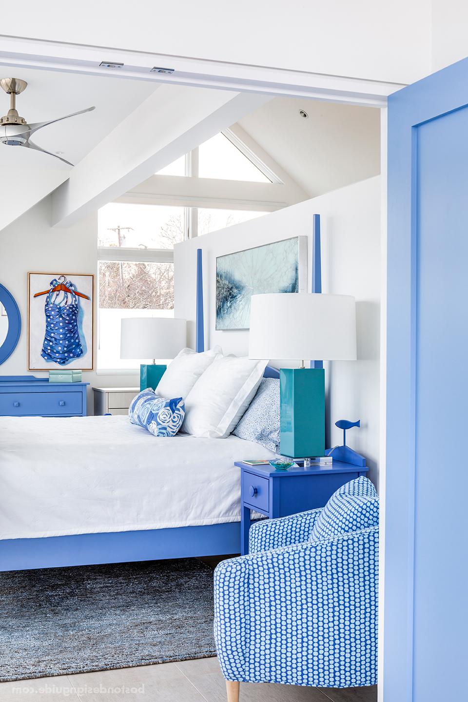 Colorful beach house bedroom