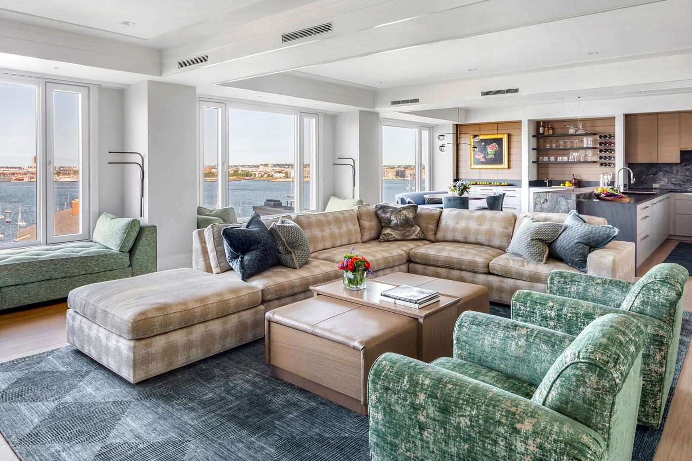 living area with views of the harbor