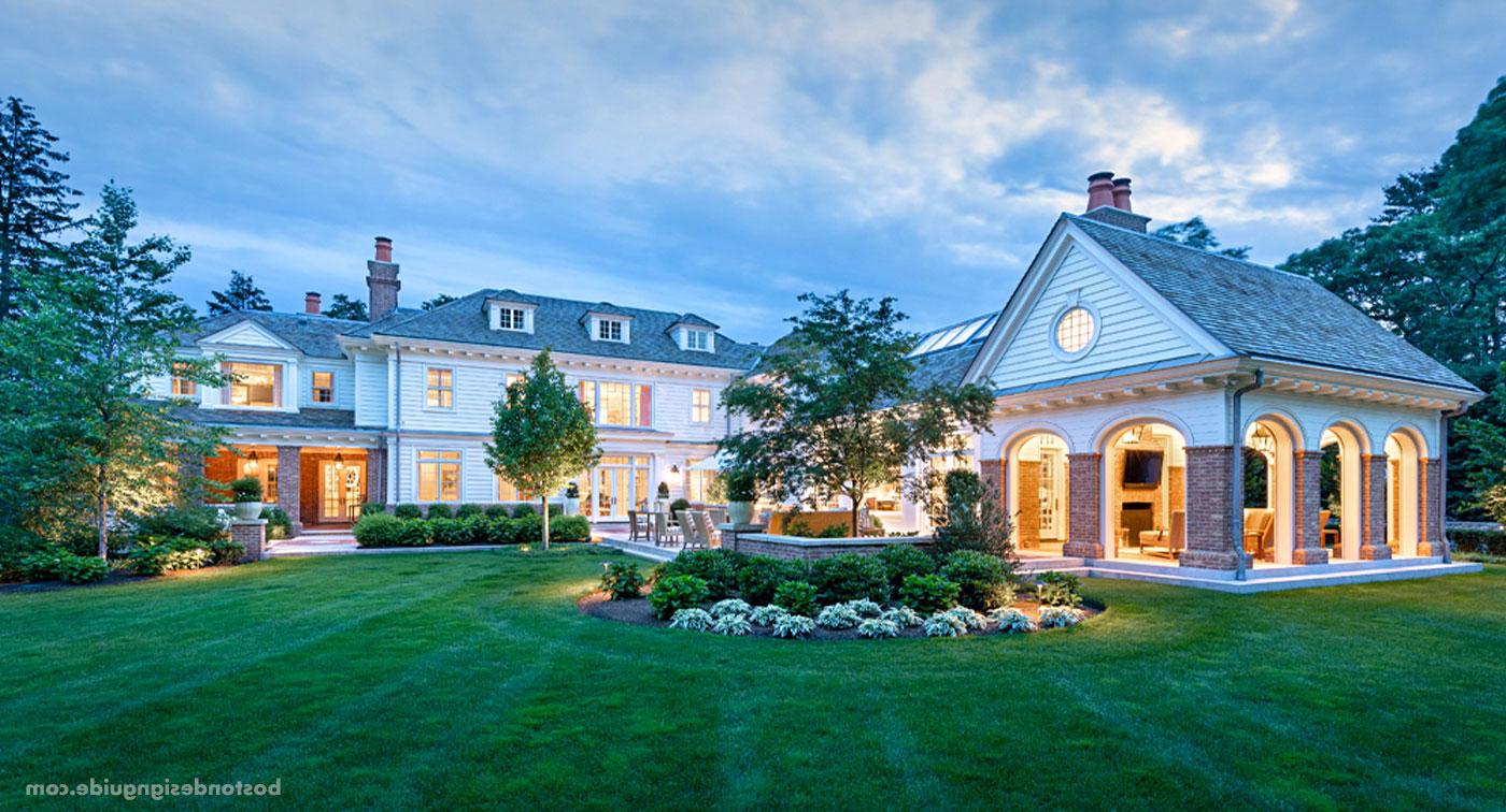 dusk shot of suburban boston home