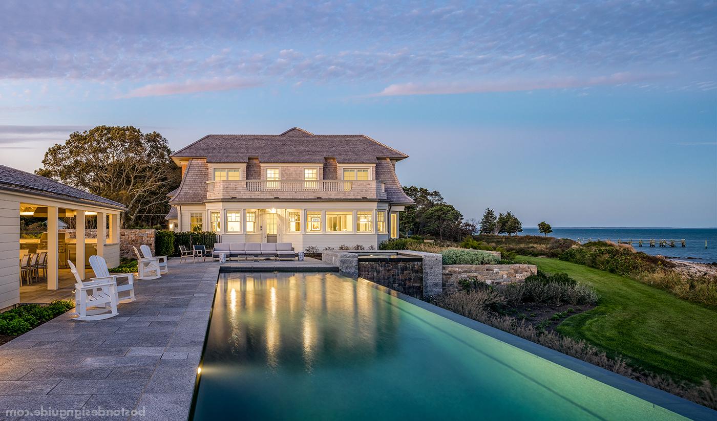 Seaside pool terrace designed by Gregory Lombardi Design, constructed by R.P. Marzilli & Co.