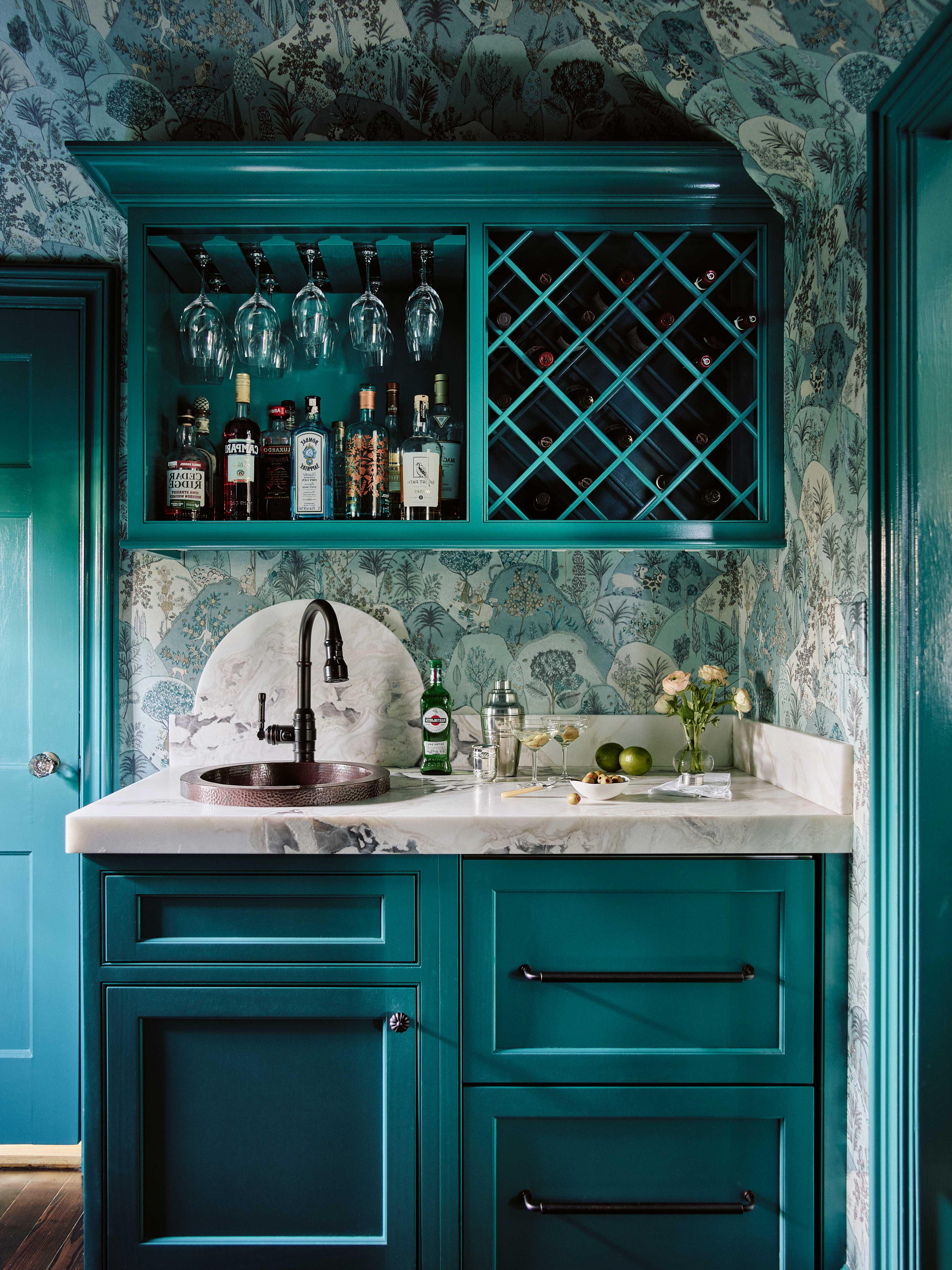 teal wet bar