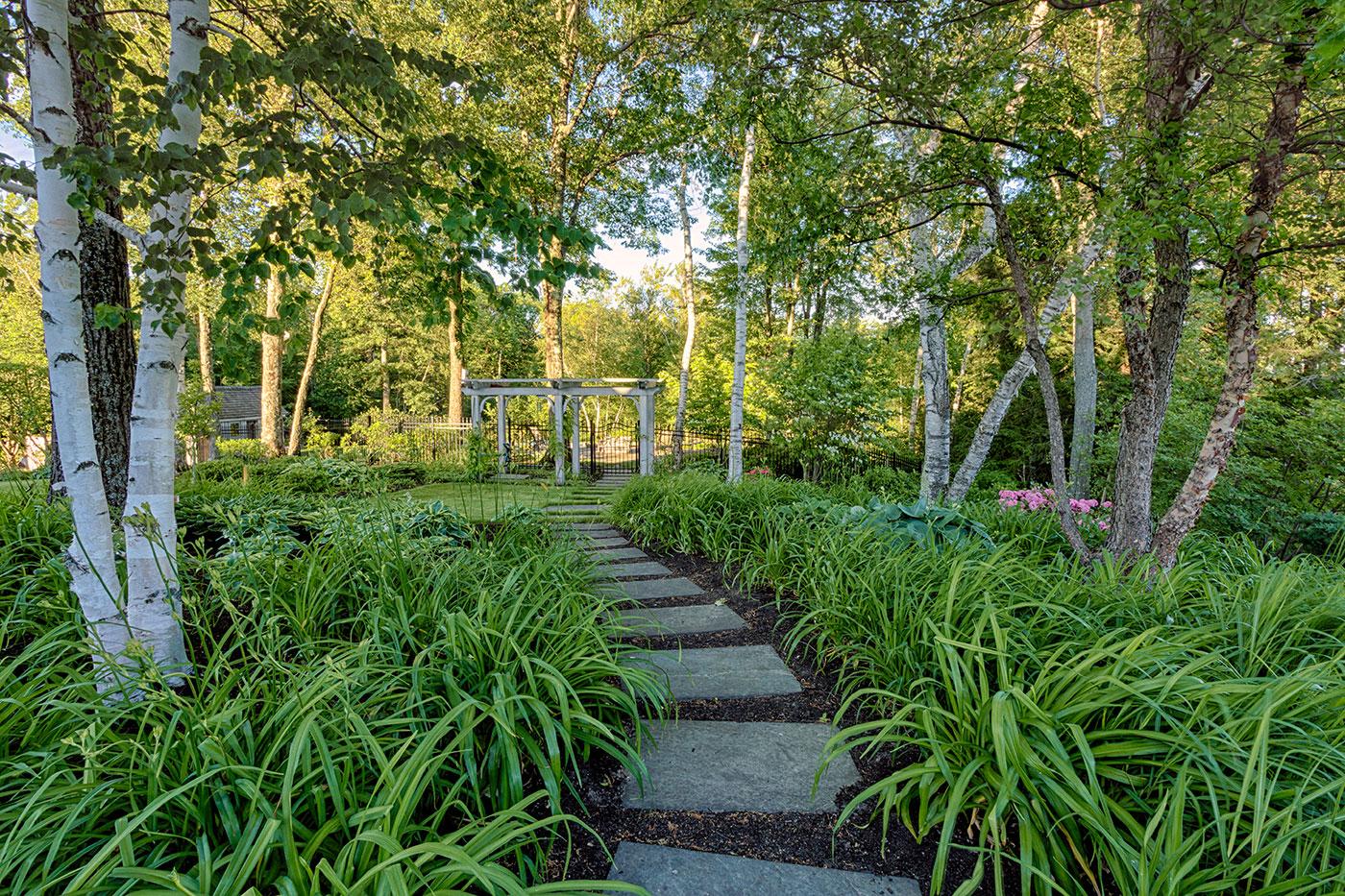 High-end woodland landscape design by Pellettieri Associates, Inc.