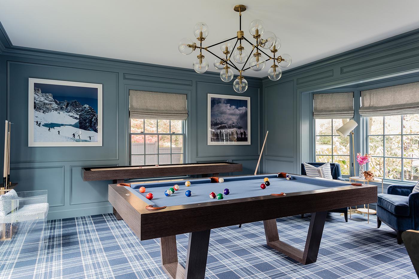 首页 Game Room in Blues - Erin Gates Design; Michael J. Lee Photography